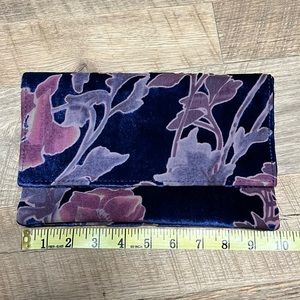Blue tapestry velvet clutch